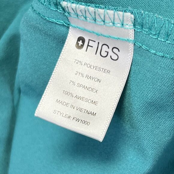 Figs Catarina Scrub Top Womens L Teal Short Sleeve Stretch Medical Nurse Uniform - Picture 6 of 6